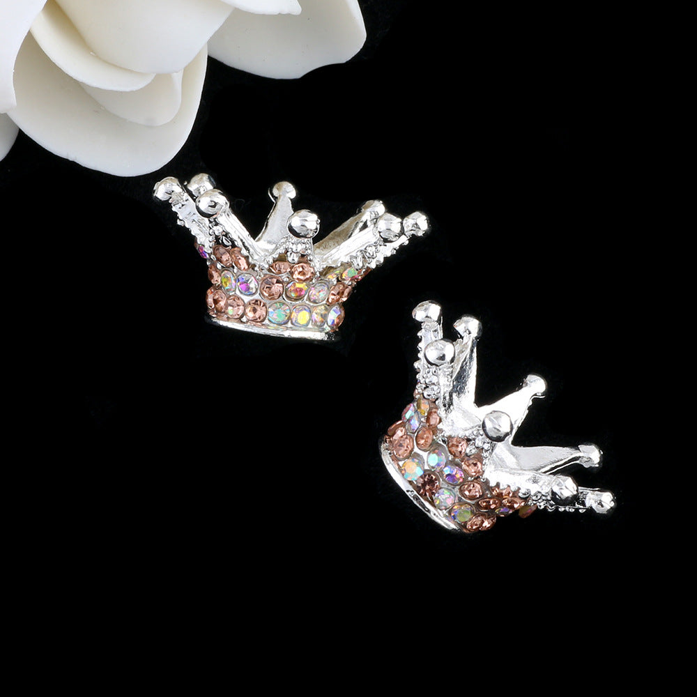 Wholesale 5pcs Colorful crown torus DIY spacer beads alloy full diamond